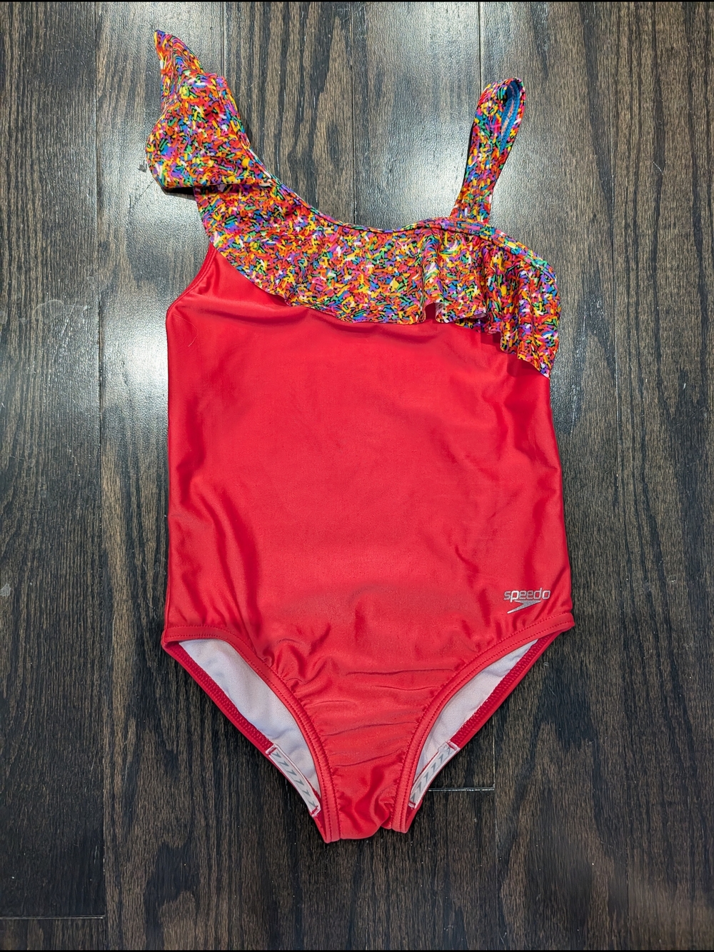 5/$35 Speedo Ruffle One-Shoulder Swimsuit – Girls Size 10